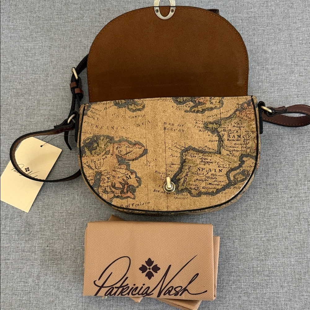 Patricia Nash European Map Print Velledoria Crossbody Bag - Picture 6 of 12